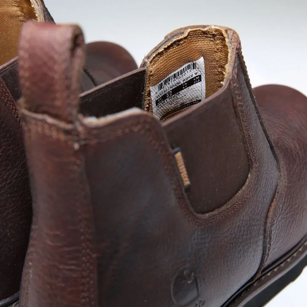 Carhartt CMS4100 Mens Waterproof Chelsea Work Boots 9.5 W Brown Leather Pull on